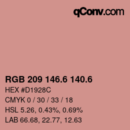 カラーコード: RGB 209 146.6 140.6 | qconv.com