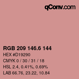 カラーコード: RGB 209 146.6 144 | qconv.com