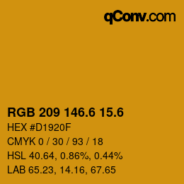 カラーコード: RGB 209 146.6 15.6 | qconv.com