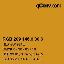 カラーコード: RGB 209 146.6 30.6 | qconv.com