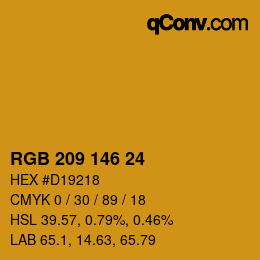 カラーコード: RGB 209 146 24 | qconv.com