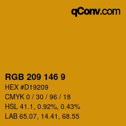 カラーコード: RGB 209 146 9 | qconv.com