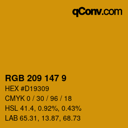 Color code: RGB 209 147 9 | qconv.com