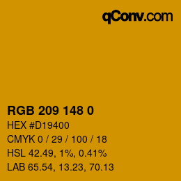 Color code: RGB 209 148 0 | qconv.com