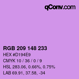 Color code: RGB 209 148 233 | qconv.com