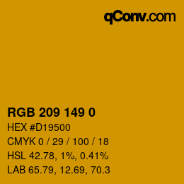颜色代码: RGB 209 149 0 | qconv.com