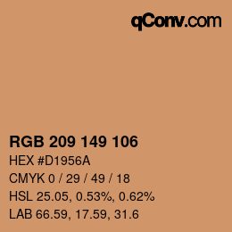 カラーコード: RGB 209 149 106 | qconv.com