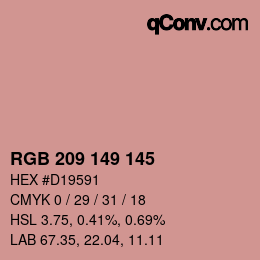 Color code: RGB 209 149 145 | qconv.com