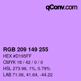 カラーコード: RGB 209 149 255 | qconv.com