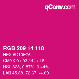 カラーコード: RGB 209 14 118 | qconv.com
