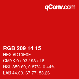 カラーコード: RGB 209 14 15 | qconv.com