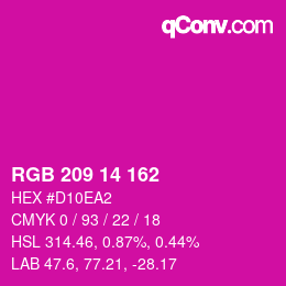 Color code: RGB 209 14 162 | qconv.com
