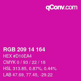 カラーコード: RGB 209 14 164 | qconv.com