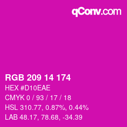 Color code: RGB 209 14 174 | qconv.com