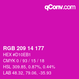 カラーコード: RGB 209 14 177 | qconv.com