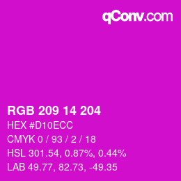 カラーコード: RGB 209 14 204 | qconv.com
