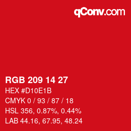Color code: RGB 209 14 27 | qconv.com