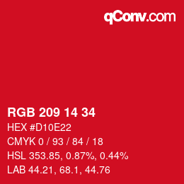 Color code: RGB 209 14 34 | qconv.com