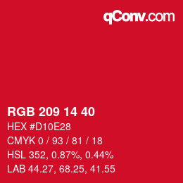 カラーコード: RGB 209 14 40 | qconv.com