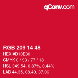 Color code: RGB 209 14 48 | qconv.com