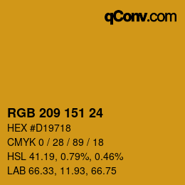 Color code: RGB 209 151 24 | qconv.com