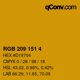 カラーコード: RGB 209 151 4 | qconv.com