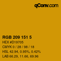 カラーコード: RGB 209 151 5 | qconv.com