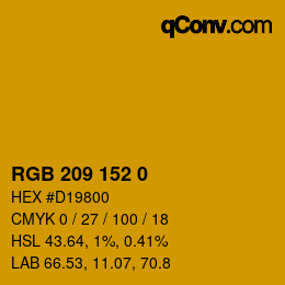 カラーコード: RGB 209 152 0 | qconv.com
