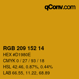 Color code: RGB 209 152 14 | qconv.com
