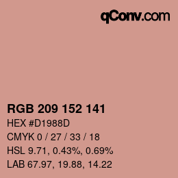 カラーコード: RGB 209 152 141 | qconv.com