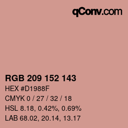 颜色代码: RGB 209 152 143 | qconv.com