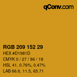 カラーコード: RGB 209 152 29 | qconv.com