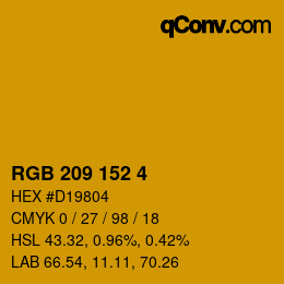 カラーコード: RGB 209 152 4 | qconv.com