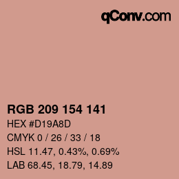カラーコード: RGB 209 154 141 | qconv.com