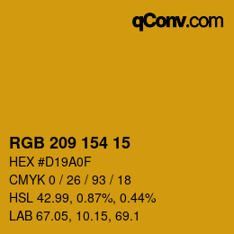 Color code: RGB 209 154 15 | qconv.com