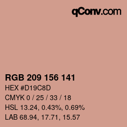 Color code: RGB 209 156 141 | qconv.com