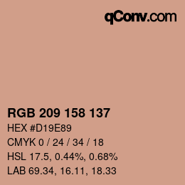 Color code: RGB 209 158 137 | qconv.com