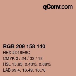 カラーコード: RGB 209 158 140 | qconv.com
