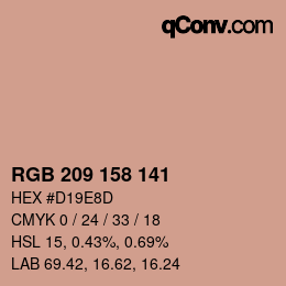 カラーコード: RGB 209 158 141 | qconv.com