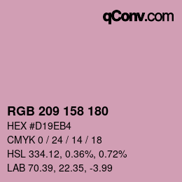 颜色代码: RGB 209 158 180 | qconv.com