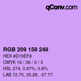 Color code: RGB 209 158 248 | qconv.com