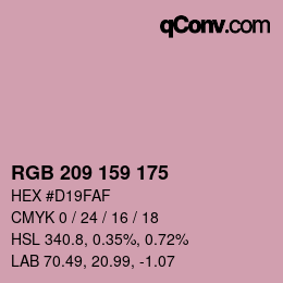 颜色代码: RGB 209 159 175 | qconv.com