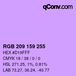 Color code: RGB 209 159 255 | qconv.com