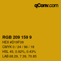 カラーコード: RGB 209 159 9 | qconv.com