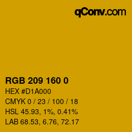 Color code: RGB 209 160 0 | qconv.com