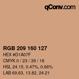 Color code: RGB 209 160 127 | qconv.com