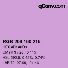 Color code: RGB 209 160 216 | qconv.com