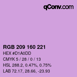 Color code: RGB 209 160 221 | qconv.com