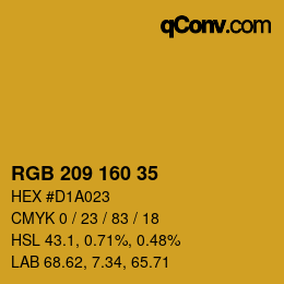 Color code: RGB 209 160 35 | qconv.com