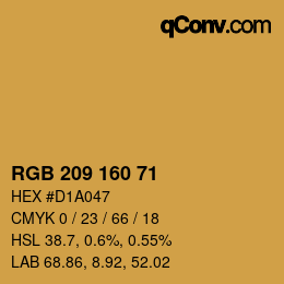 Color code: RGB 209 160 71 | qconv.com